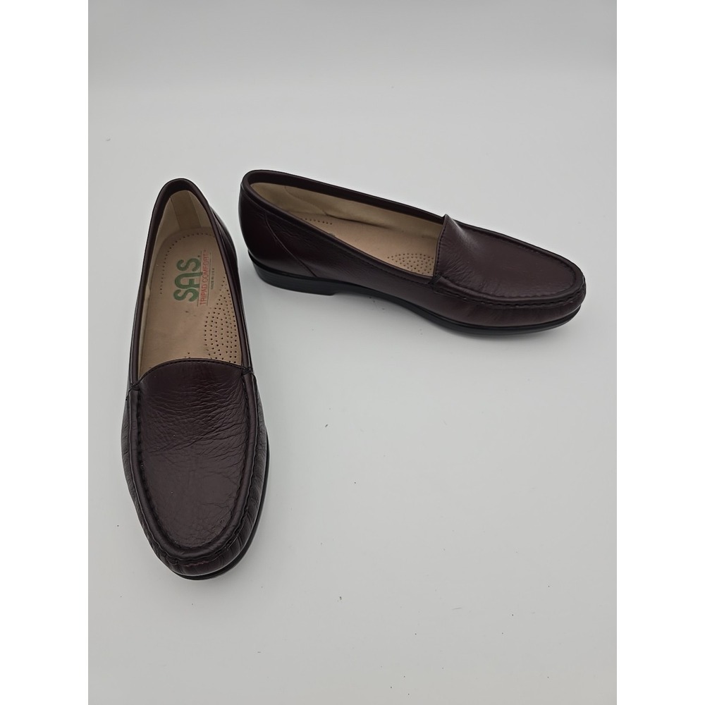 SAS Shoes Loafers Women Size 9N Burgundy Brown Slip On Leather Comfort Vintage